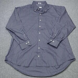 Peter Millar Shirt Mens XL Blue Plaid Button Down Silk Cotton Blend Sport‎ Woven